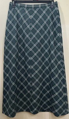 Falda midi de lana tartán forrada a cuadros verde talla 14 Preston York usada en excelente estado Foto 1 de 4