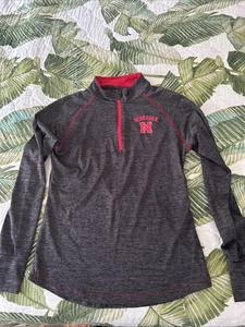Womens Nebraska Cornhuskers Pullover Shirt Footbal Long Sleeve Colosseum 1/4 Zip - Picture 1 of 5