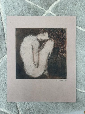 IAN LAURIE 1933 Cornish art Signed ETCHING "Nude with Red Hair" - Image 1 of 2