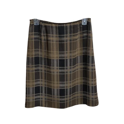 Liz Claiborne Women’s 4 Size Small Plaid Pencil Skirt Lined Olive Green Brown  - Image 1 of 4