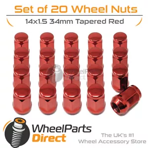 Red Wheel Nuts (20) 14x1.5 Tapered 34mm For Ford Transit Custom 12-20 - Picture 1 of 1