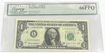 FR. 1902-L 1963B $1 Federal Reserve SAN FRANCISCO District Legacy Graded 66PPQ - Image 1 of 4
