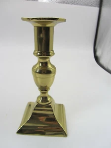 BRASS CANDLESTICK 51/2" TALL WITH SQUARE BASE  N - Picture 1 of 5