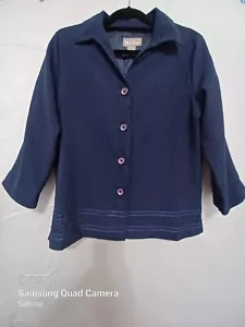 Tanjay dark blue shirt jacket collard Long Sleeves size 10 - Picture 1 of 9