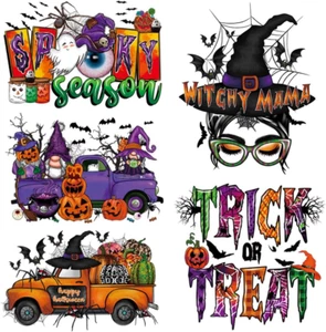 5 Sheets Halloween Iron on Patches Iron on Decals for Clothing Halloween Decorat - Picture 1 of 7