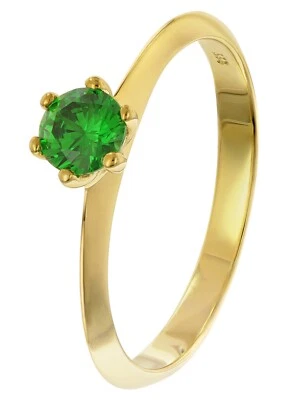 TRENDOR Schmuck Damenring Gold 333/8K mit synthetischem Smaragd Ø 4,5 mm 68778 - Bild 1 von 4