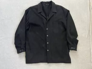 Bachrach Mens Black Long Sleeve Button Front Shirt Jacket Large EUC Italy - Picture 1 of 8