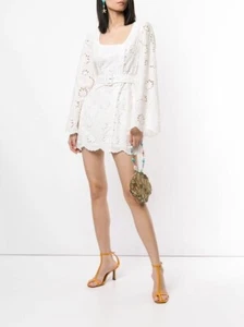 ALICE MCCALL Obscurity White Broderie Bell Sleeve Belted Mini Dress Sz 8AU / 4US - Picture 1 of 10