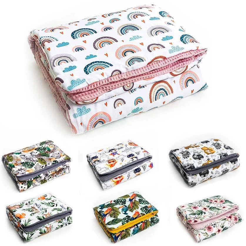 Manta de peluche BABEES 75x100 cm tela de gofre, 100% algodón, manta de bebé año completo