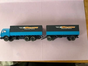 HO Scale WIKING # 456; M-B Preuss logo two tone blue Tandem Truck w/Trailer - Picture 1 of 6