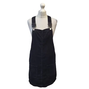 Denim Co Black Corduroy Pinafore Dress UK Women's Size 10 W28-34 - Picture 1 of 4