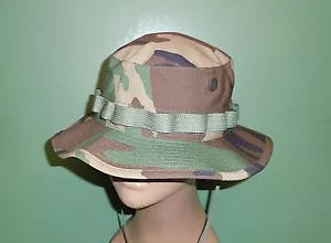 USGI Woodland Camo Ripstop Hot Weather Jungle Boonie Hat Cap Type II All Sizes - Picture 1 of 22