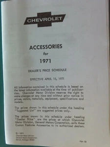 Chevrolet 1971 características personalizadas calendario de precios de concesionarios... Implala, (copia) - Imagen 1 de 1