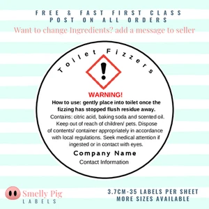 Personalised TOILET FIZZ safety warning stickers labels - Picture 1 of 1