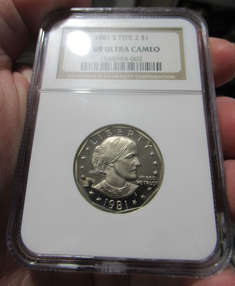 1981 S Type 2 Susan B. Anthony Dollar, SBA, NGC PF 69, ULTRA CAMEO - Image 1 of 3
