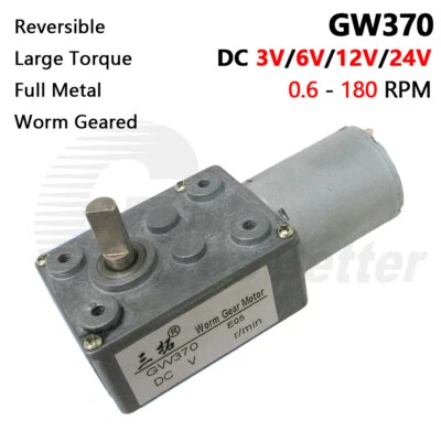 DC 3V 6V 12V 24V Mini Schneckengetriebemotor GW370 reversibel hohes Drehmoment 0,6-180U/min - Bild 1 von 4