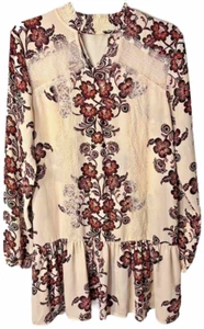 Vestido Alter'd State Marfil Vino Floral Encaje Acento Manga Larga, Talla M Túnica Boho - Imagen 1 de 11