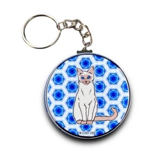 Siamese Cat Cartoon Keychain Handmade Retro Pet Portrait Art Gift Accessory - Picture 1 of 16