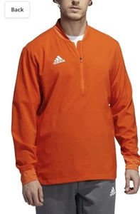 Adidas Medium Under The Lights Long Sleeve 1/4 Zip Woven Pullover Orange Men NWT - Picture 1 of 2