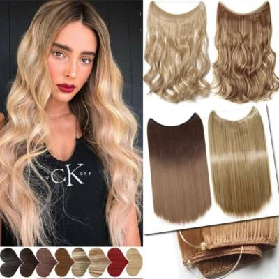 Long Secret Top Wire Hair Extensions Invisible Head Band Thick Hair Piece US - Image 1 of 4