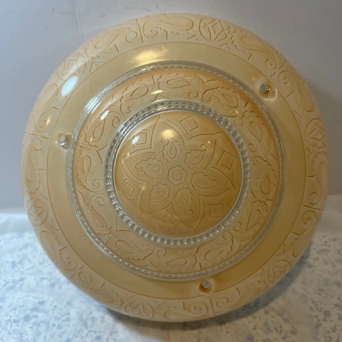 Art Deco Peach Pink Glass Ceiling Light Shade Round 3 Holes MCM 1920s Cover