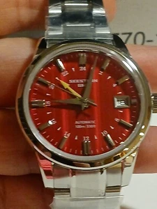SEESTERN GMT, NH34, Red, Domed Sapphire Crystal, Bracelet and Leather, BNIB - Picture 1 of 24