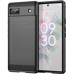 Pour GOOGLE PIXEL 6A COQUE NOIR FIBRE DE CARBONE SILICONE ETUI HOUSSE ANTICHOC - Photo 1 sur 7