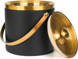 Cubo de hielo de acero inoxidable con aislamiento de doble pared de 3L con cuchara para bar de cócteles - Imagen 1 de 12