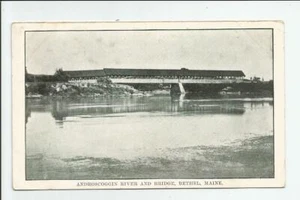 Androscoggin River and Covered Bridge Bethel Maine Postcard ME Antique Unposted - Picture 1 of 2