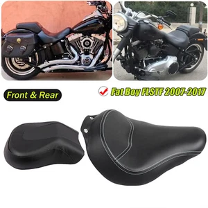 For Harley Fat Boy FLSTF EFI FLSTFI 2007-17 Driver Passenger Pillion Seat Black - Picture 1 of 19