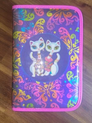 Vintage Lisa Frank Roxi Rollie Mini Zipper Binder Organizer Glittery White Cats - Image 1 of 4