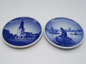 Denmark budolfi kirke aalborg coppia piatti porcellana . Diametro 8 cm. - Foto 1 di 2
