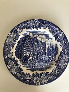 Staffordshire Hand Engraved Ironstone Table Ware England Blue Dinner Plate 9.5” - Picture 1 of 4