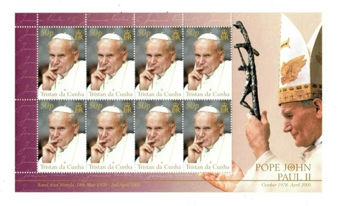 Tristan da Cunha 2005 - SC# 783 - Pope John Paul II - Sheet of 8 Stamps - MNH Cover