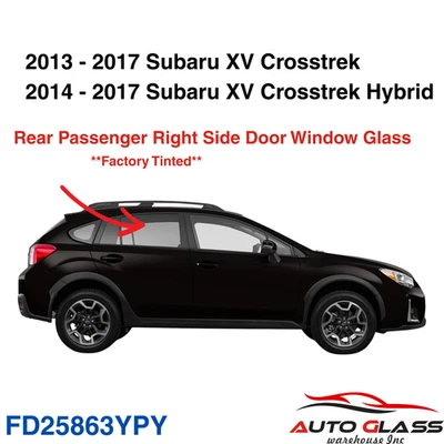 Fits 2013-2017 Subaru XV Crosstrek Passenger Right Side Rear Door Window Glass Foto 1 de 2