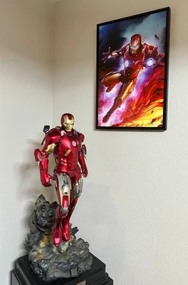 Homem de Ferro Marvel Impressão Artística por Sideshow Colecionáveis HD Alumínio 28/50 RARO - Imagem 1 de 4