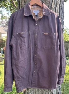 Carhartt Shirt Mens Medium Flannel Lined Heavyweight Canvas Workwear Snap Up - Picture 1 of 7