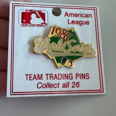 Vintage 1987 World Series MLB American League Enamel Lapel Pin On Card - Image 1 of 3