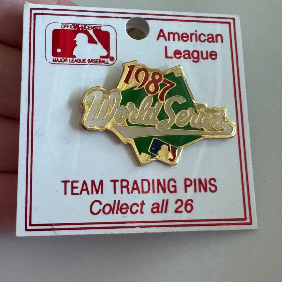Vintage 1987 World Series MLB American League Enamel Lapel Pin On Card - Image 1 of 3