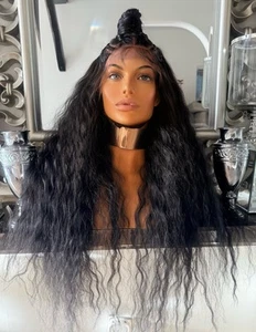 Black Lace Front Wig Braid Wig Plaits Lace Front Braided Hair Wig Cornrow Wig - Picture 1 of 11