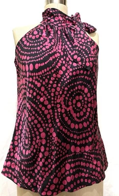 Blusa halter con corbata lateral fucsia negra seda INC International Concepts talla 6 Foto 1 de 4