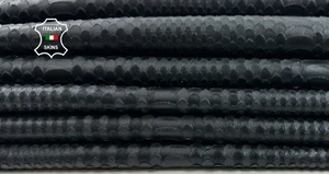 BLACK SNAKE SCALES PRINT ON Soft Italian Lamb Leather 2 skins 14sqf 1.0mm #C5852 - Picture 1 of 7