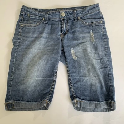 Bermudas Y2K Paris Azul Mujer 5 Azul Elastizado Denim Envejecido (29x11) Foto 1 de 4