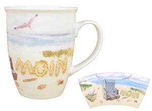 Maritimer Becher - Moin - Strandmotiv 300ml Ebbe Flut Kaffeebecher Möwe (CG) - Bild 1 von 6