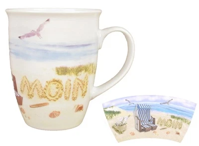 Maritimer Becher - Moin - Strandmotiv 300ml Ebbe Flut Kaffeebecher Möwe (CG) - Bild 1 von 4