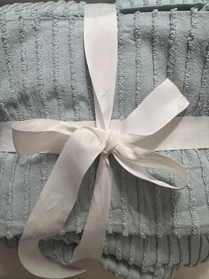 Striped  Tufted Chenille Bedspread, King, Blue Sea Foam NWT 100% Cotton - Image 1 of 4