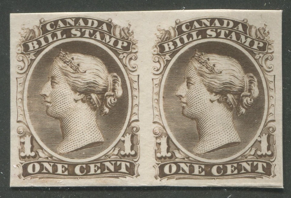 Canada Revenue FB18 Federal Bill Stamp Trial Colour Proof Pair - Brown Foto 1 de 1