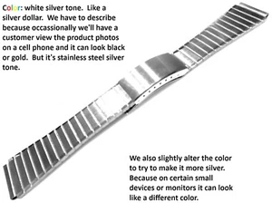 19mm Silver Tone Stainless Steel Trifold Security Clasp Bracelet Link Watch Band - Picture 1 of 8