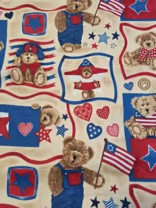 2 1/2 iarde. Tessuto trapuntato Boyd's Bears patriottico flanella cotone - Foto 1 di 1