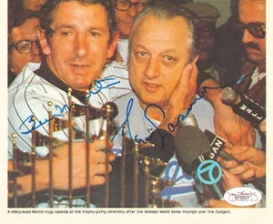 JSA LOA Tri Signed Page Reggie Jackson Auto Billy Martin Auto Tommy Lasorda Auto - Picture 1 of 5